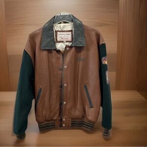 Unisex Guess Y2K Brown and Dark Green Bomber Jacket